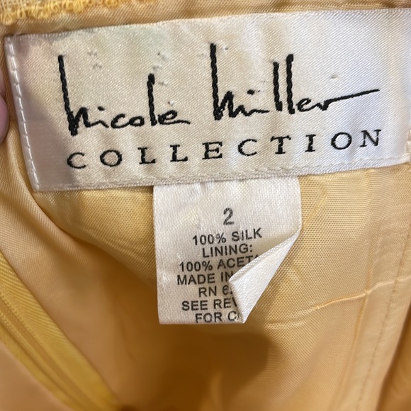 NICOLE MILLER COLLECTION dress Sz 2 100% silk yellow - Picture 5 of 9